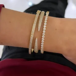 Bennett Pave Claw Diamond Cuff Bangle Bracelet 1.18 ctw