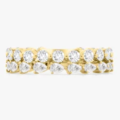 Best of Both Double Row Chasing Pears & Round Diamond Band