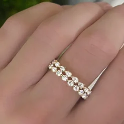 Best of Both Double Row Chasing Pears & Round Diamond Band