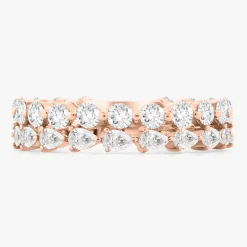 Best of Both Double Row Chasing Pears & Round Diamond Band