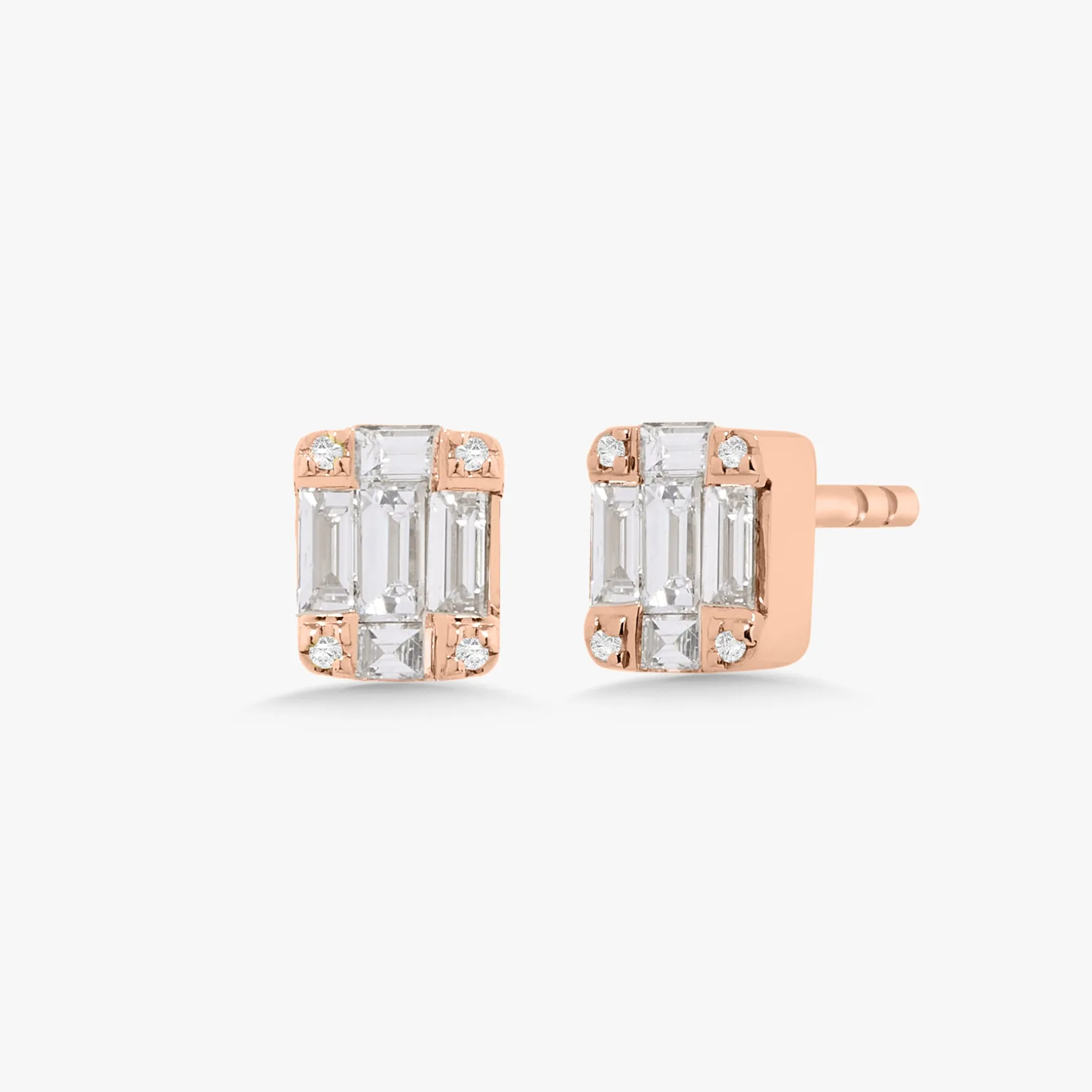 Betsy Baguette Diamond Stud Earrings