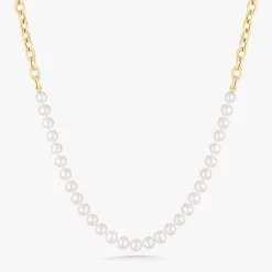 Betty Gold Link and Cultured Pearl Necklace