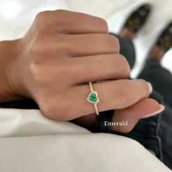 Birthstone Heart & Diamond Ring