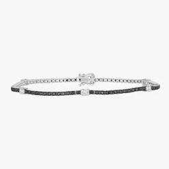 Black Diamond & Emerald Cut Station Tennis Bracelet