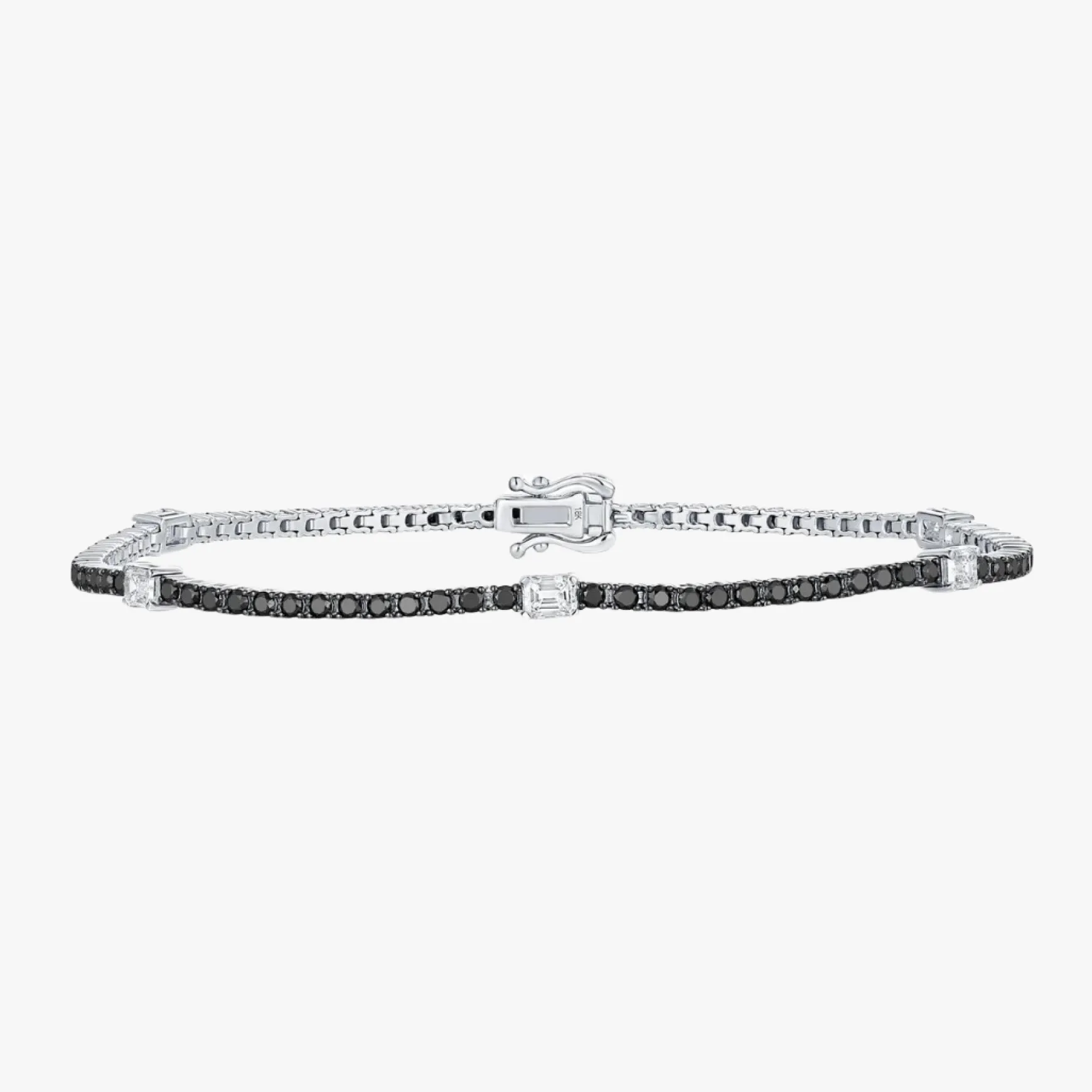 Black Diamond & Emerald Cut Station Tennis Bracelet