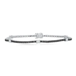 Black Diamond & Emerald Cut Station Tennis Bracelet