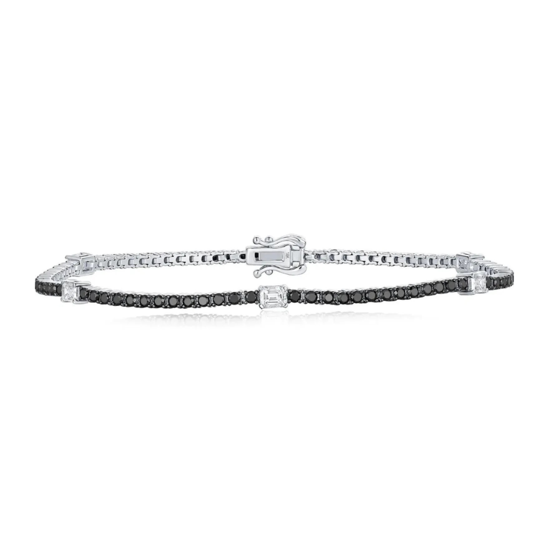 Black Diamond & Emerald Cut Station Tennis Bracelet