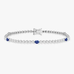 Blue Sapphire & Diamond Tennis Bracelet