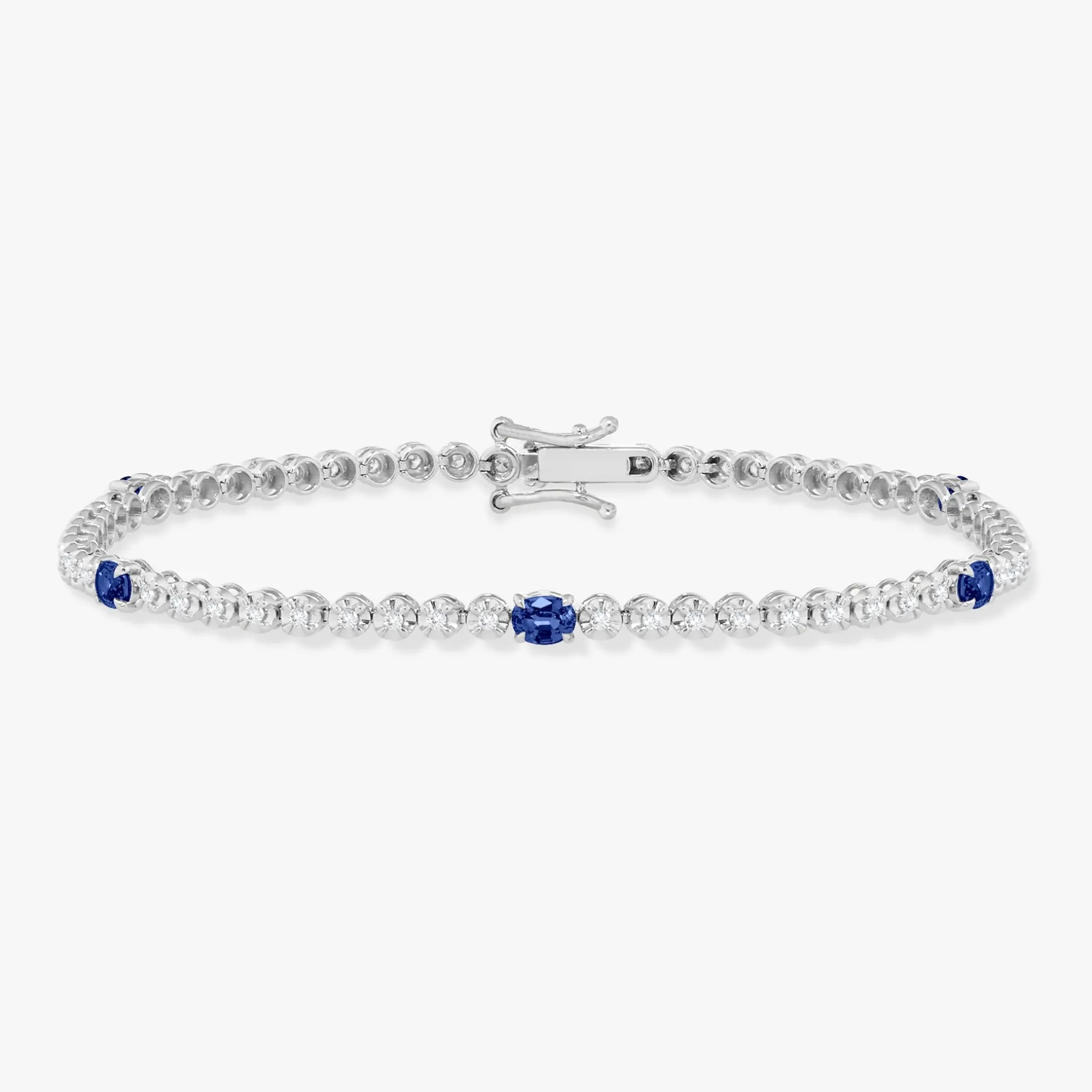 Blue Sapphire & Diamond Tennis Bracelet