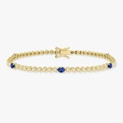 Blue Sapphire & Diamond Tennis Bracelet