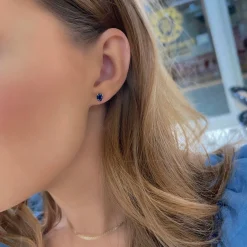 Blue Sapphire Oval Stud Earrings