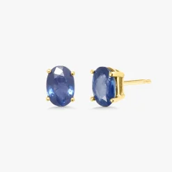 Blue Sapphire Oval Stud Earrings