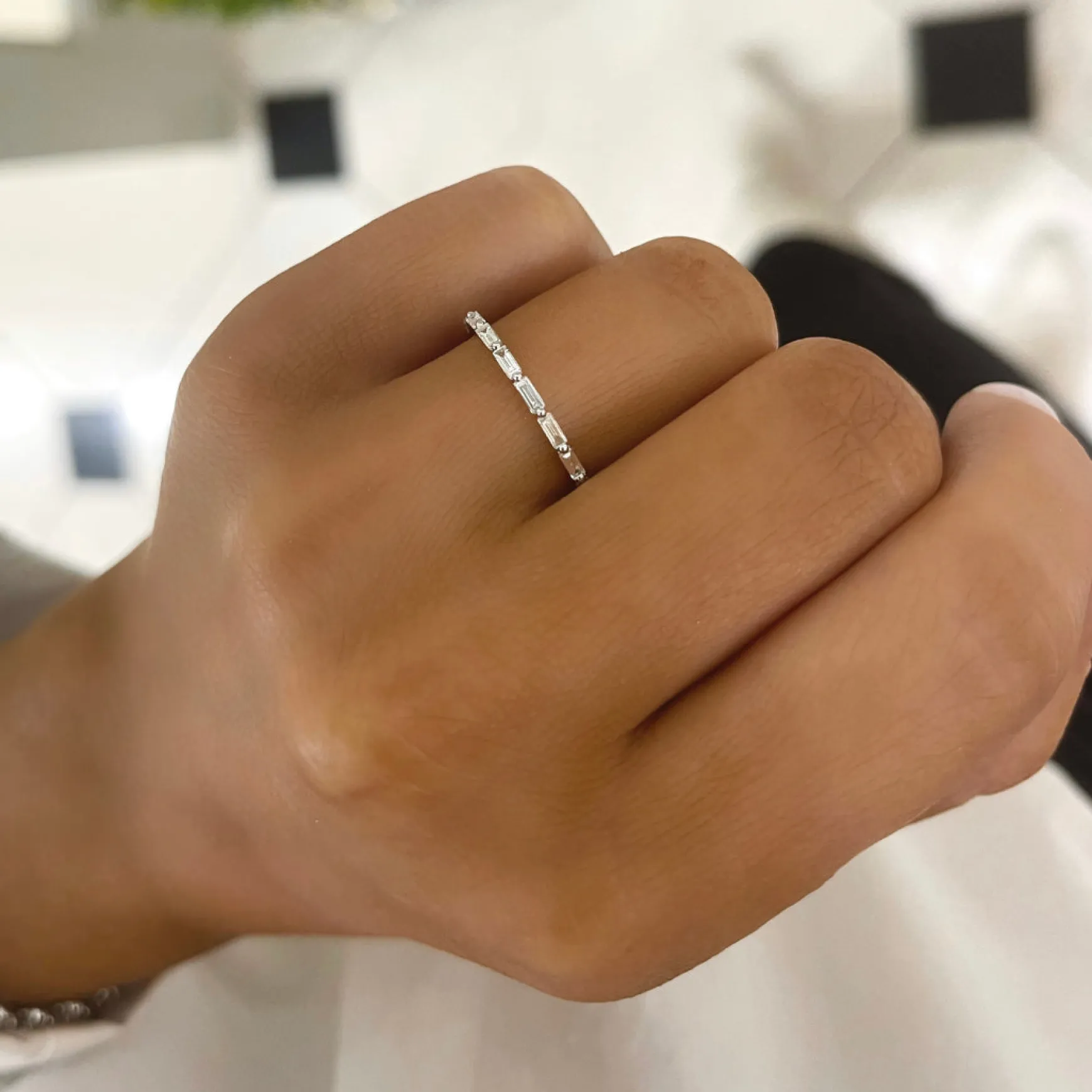 Braelynn East to West Baguette Diamond Band