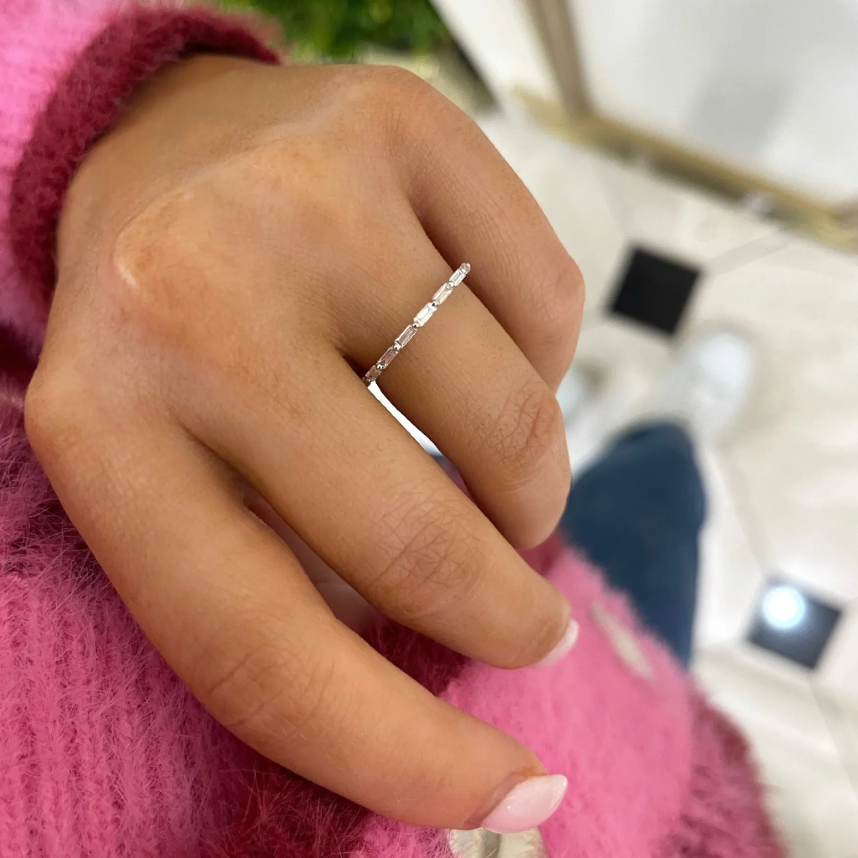 Braelynn East to West Baguette Diamond Band