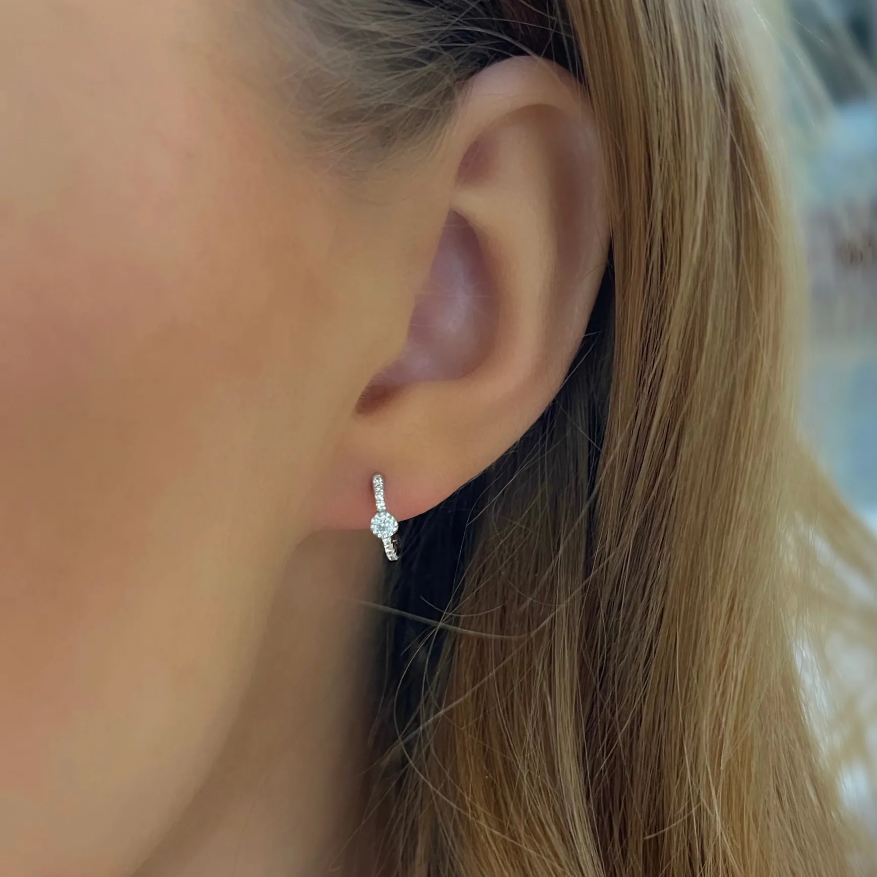 Brandi Bezel Diamond Huggie Earrings
