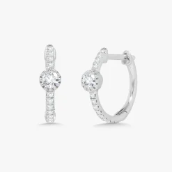 Brandi Bezel Diamond Huggie Earrings