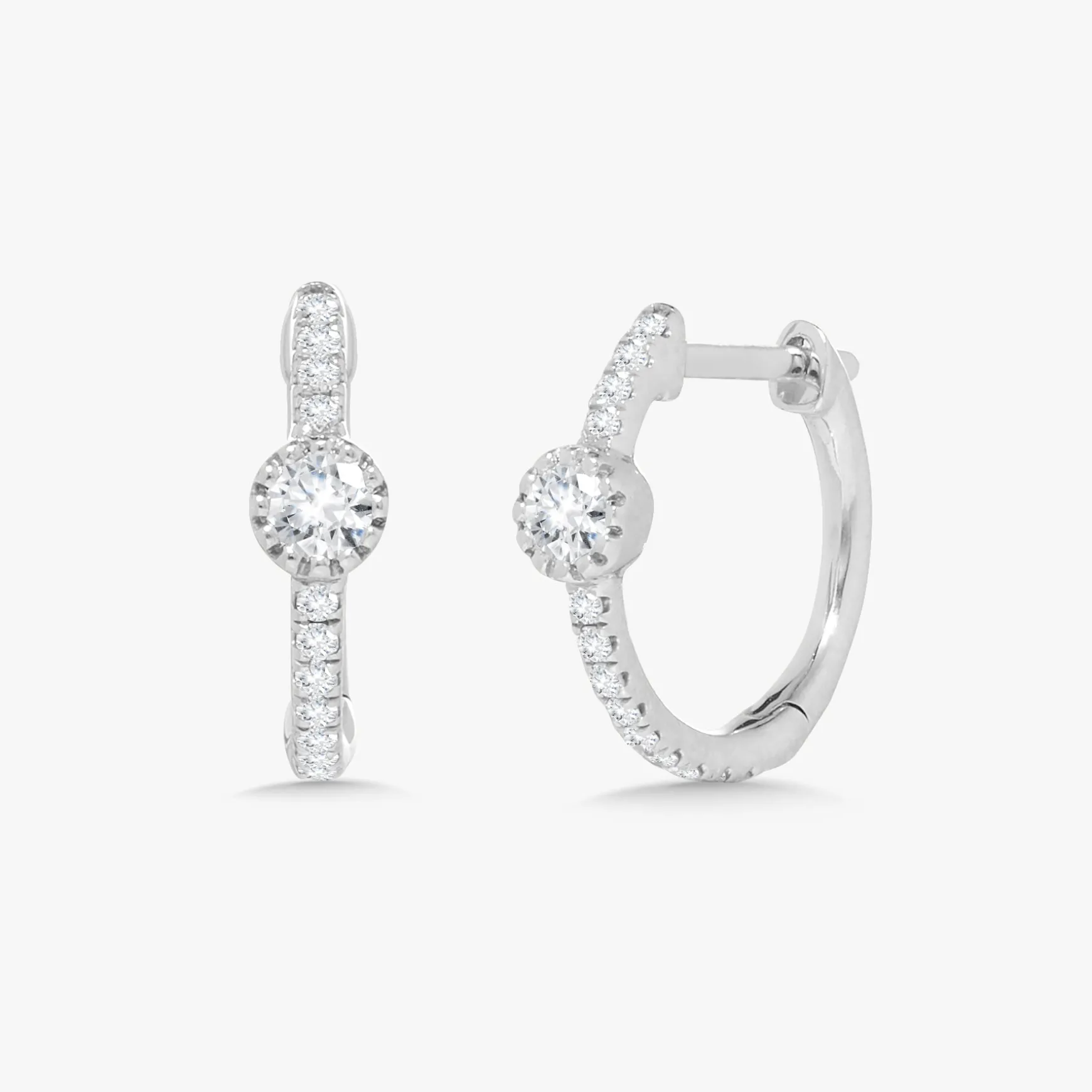 Brandi Bezel Diamond Huggie Earrings