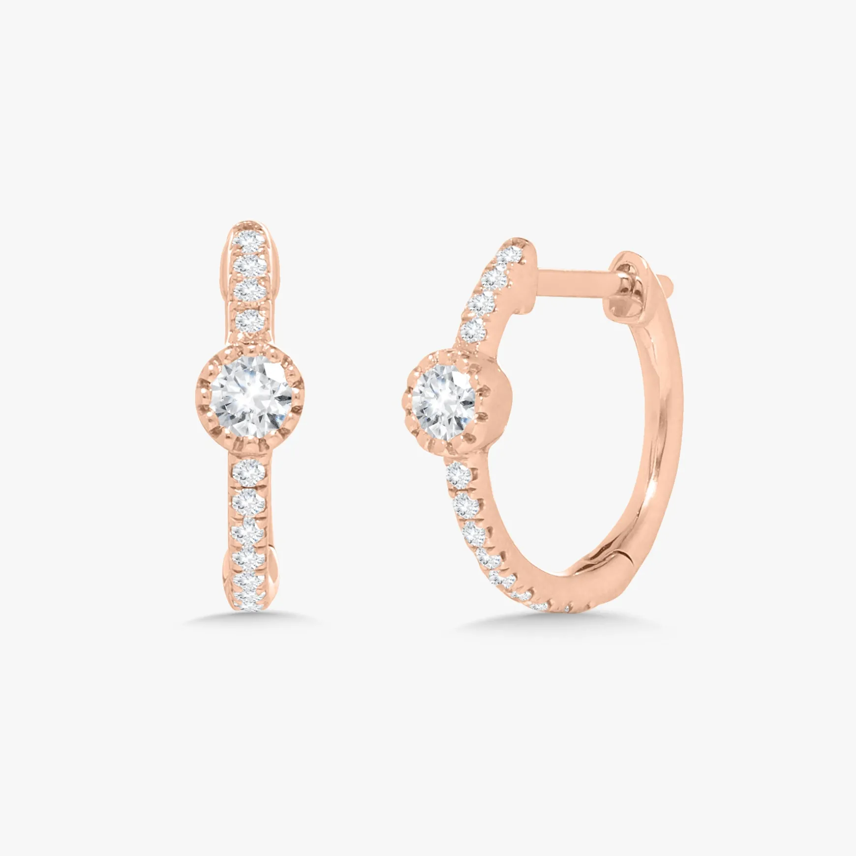 Brandi Bezel Diamond Huggie Earrings