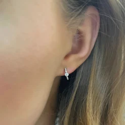 Brandi Bezel Diamond Huggie Earrings