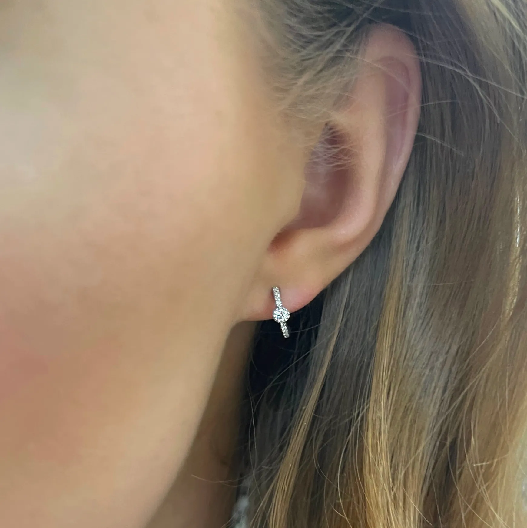 Brandi Bezel Diamond Huggie Earrings
