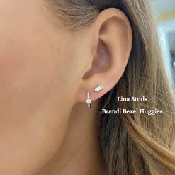 Brandi Bezel Diamond Huggie Earrings