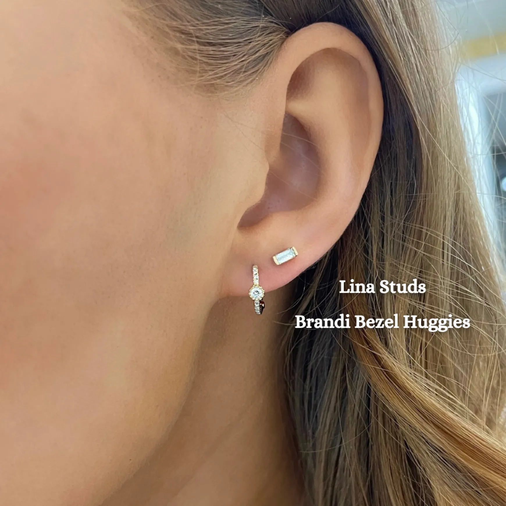 Brandi Bezel Diamond Huggie Earrings