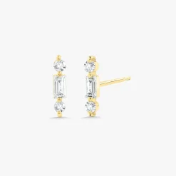 Brooklyn Baguette Bar Diamond Stud Earrings