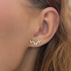 Butterfly Pave Diamond Ear Climber Stud Earrings