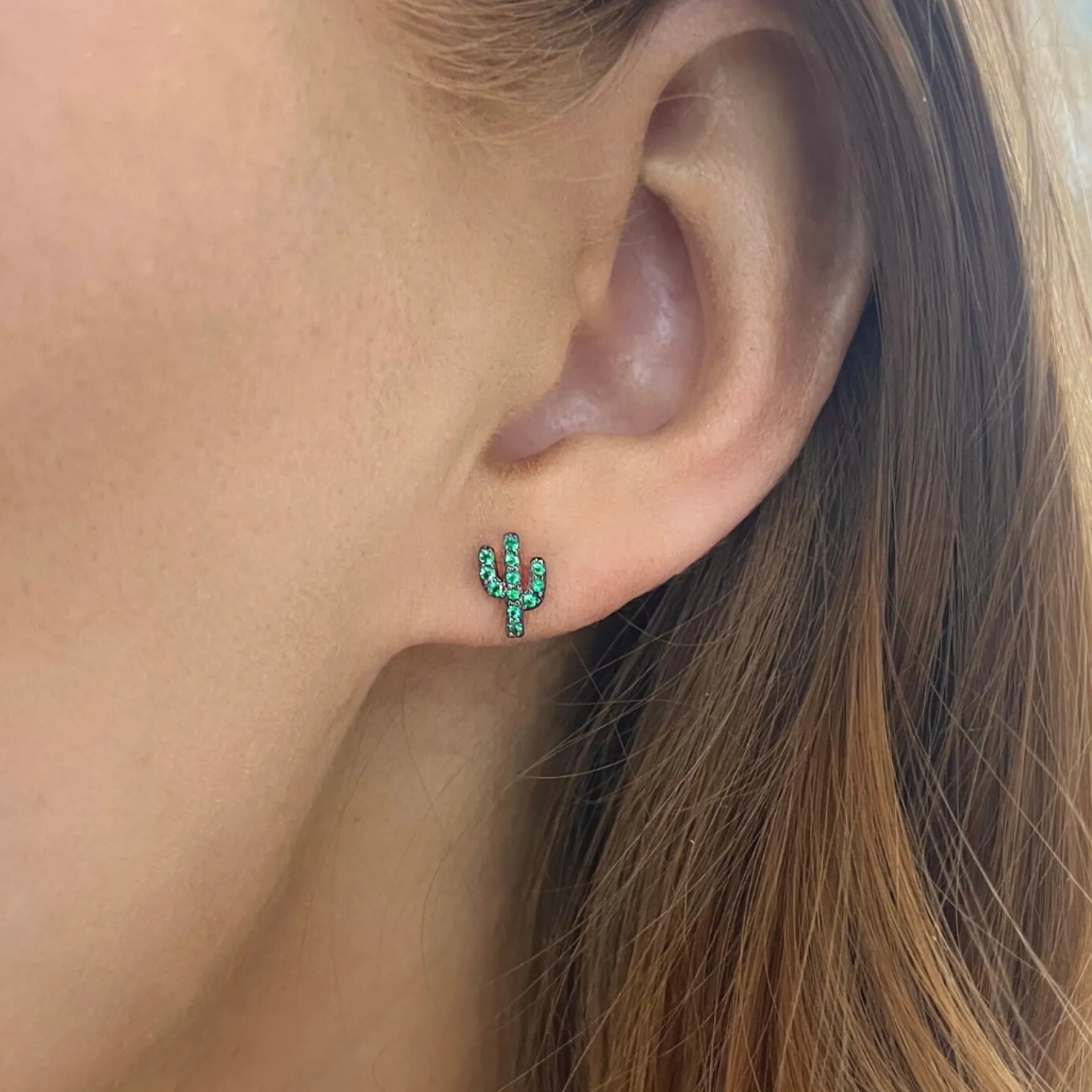 Cactus Emerald Stud Earrings