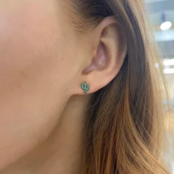 Cactus Emerald Stud Earrings