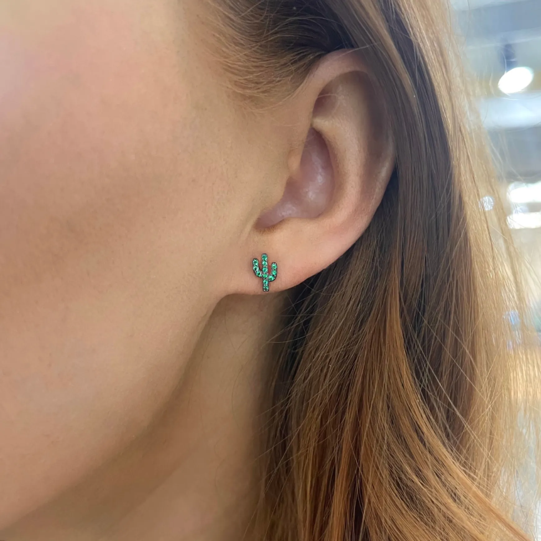 Cactus Emerald Stud Earrings