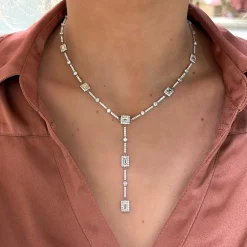 Cecilia Asscher Cut Lariat Necklace 7.89 ctw