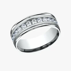 Channel Set Diamond Wedding Band 8mm