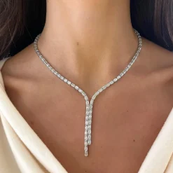 Channel Set Emerald Cut Diamond Double Lariat 24 ctw