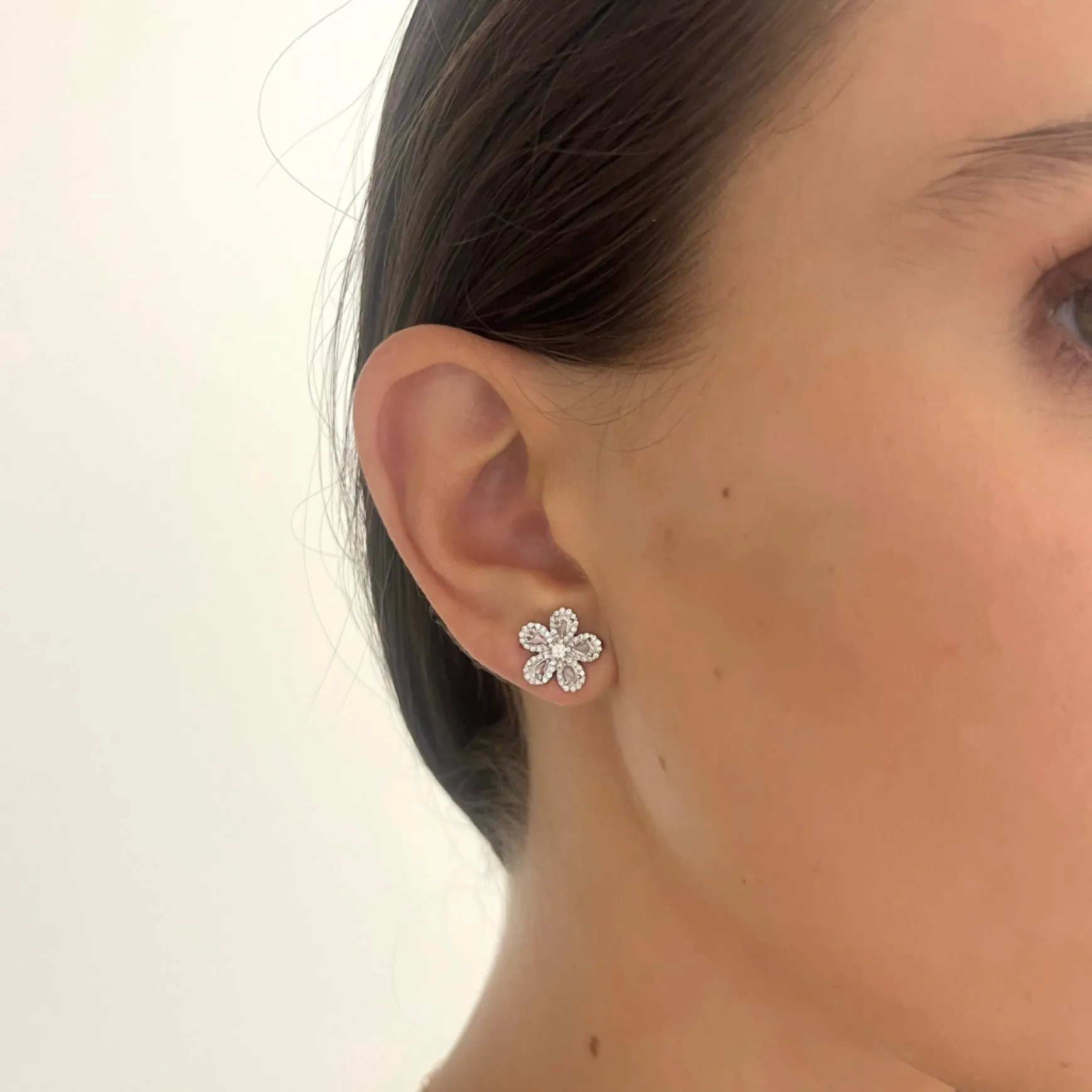 Cleo Diamond Flower Stud Earrings 1 ctw