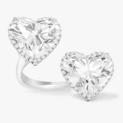 8.03ct Lab Grown Toi et Moi Heart Diamond Ring