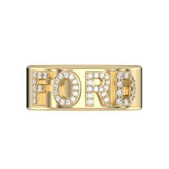 Custom 3D Diamond Solid Gold Cigar Band