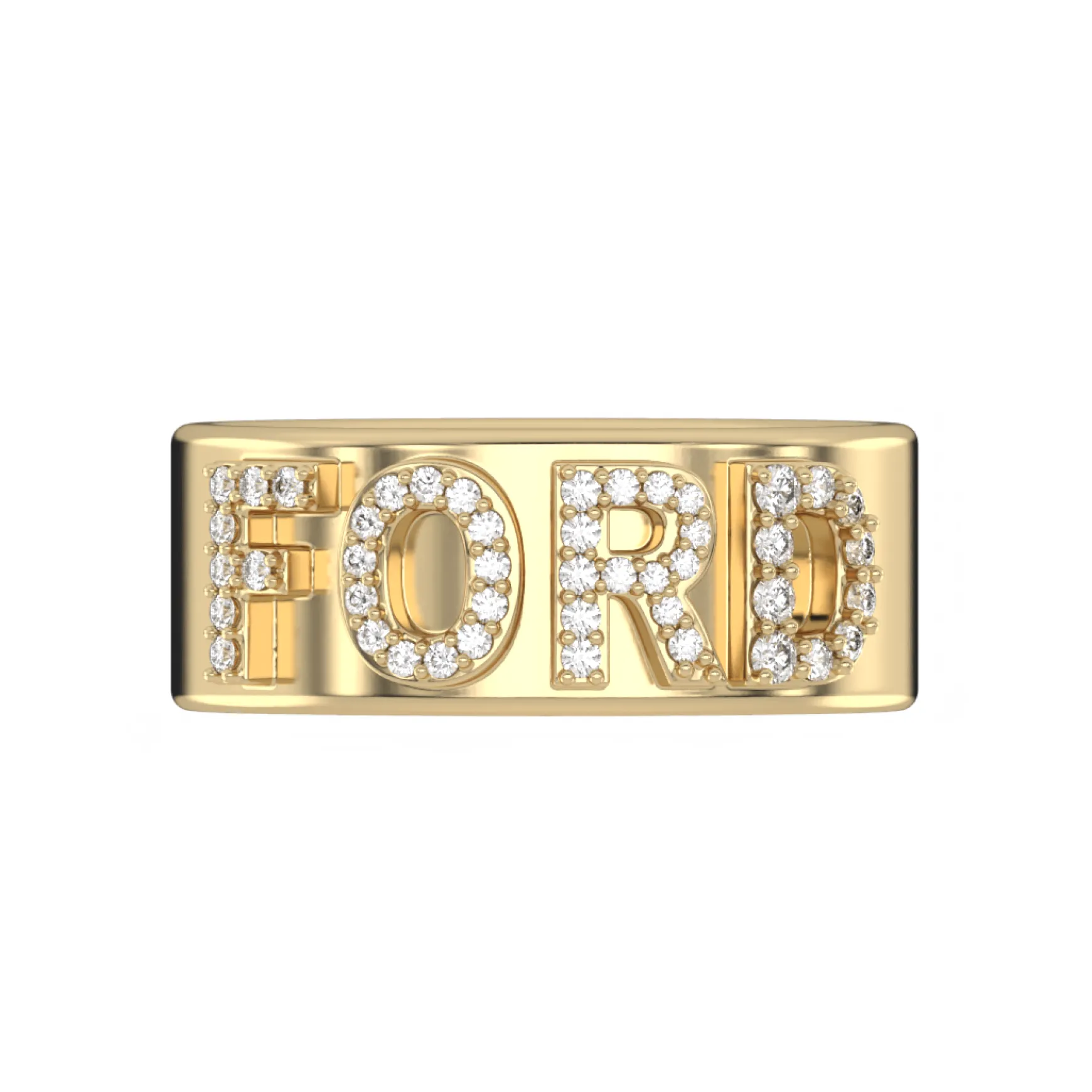 Custom 3D Diamond Solid Gold Cigar Band