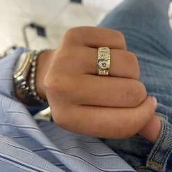 Custom 3D Diamond Solid Gold Cigar Band