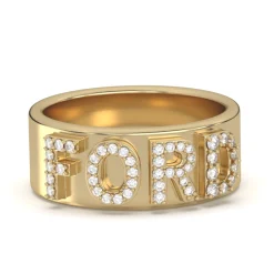 Custom 3D Diamond Solid Gold Cigar Band