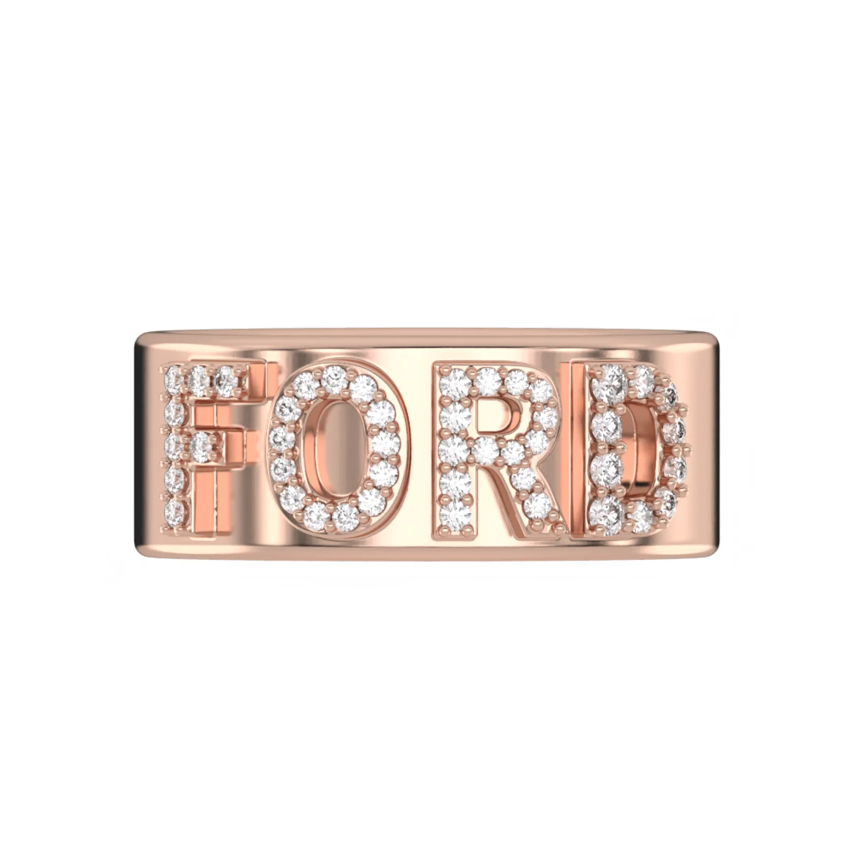 Custom 3D Diamond Solid Gold Cigar Band