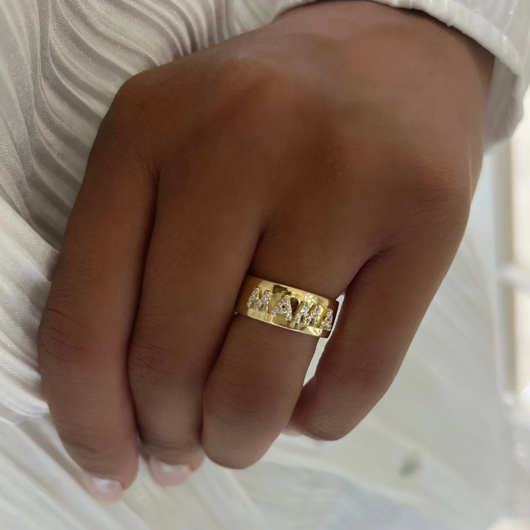 Custom 3D Diamond Solid Gold Cigar Band