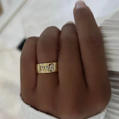 Custom 3D Diamond Solid Gold Cigar Band