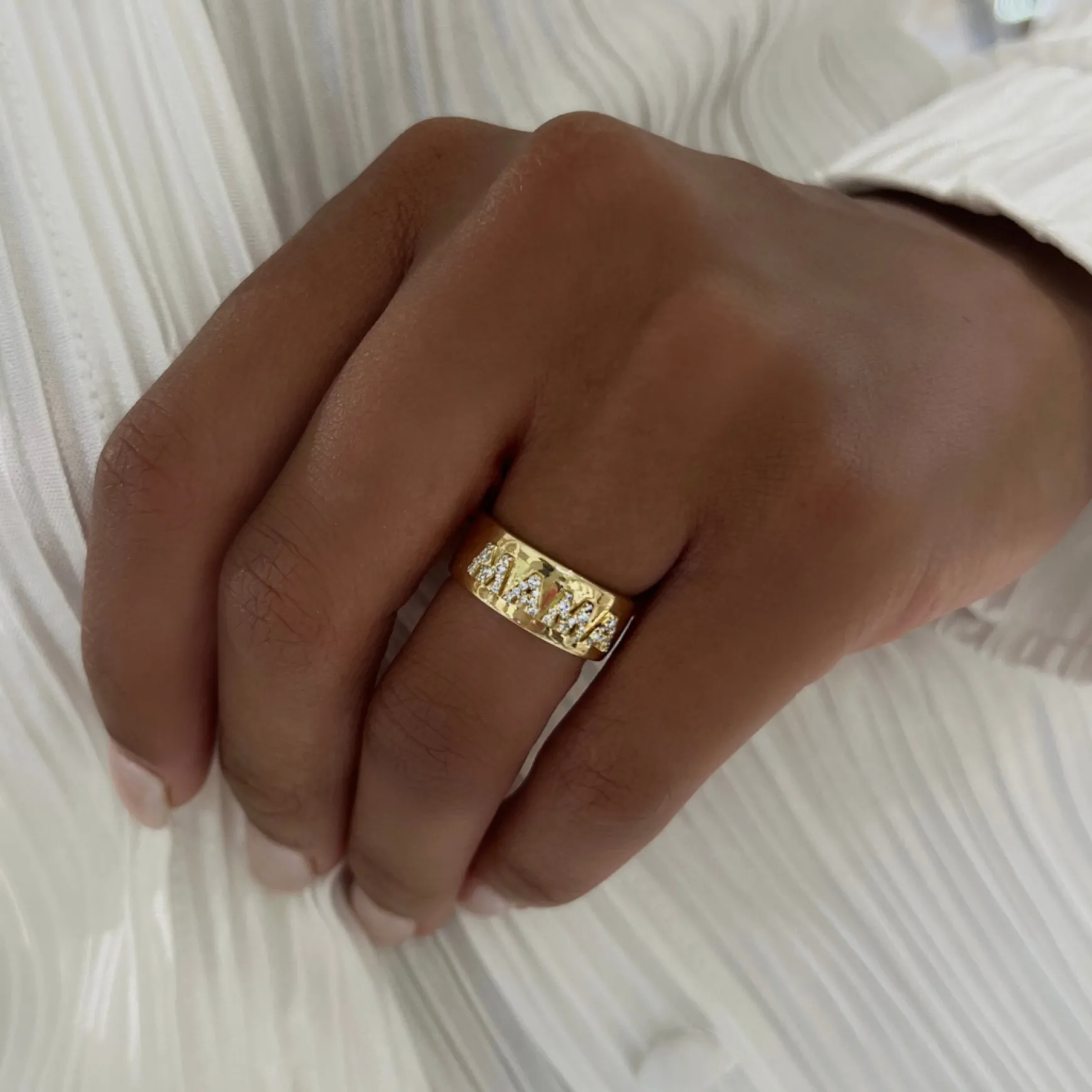 Custom 3D Diamond Solid Gold Cigar Band