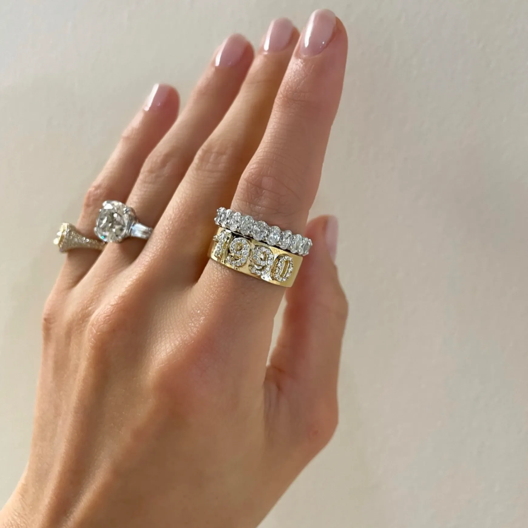 Custom 3D Diamond Solid Gold Cigar Band