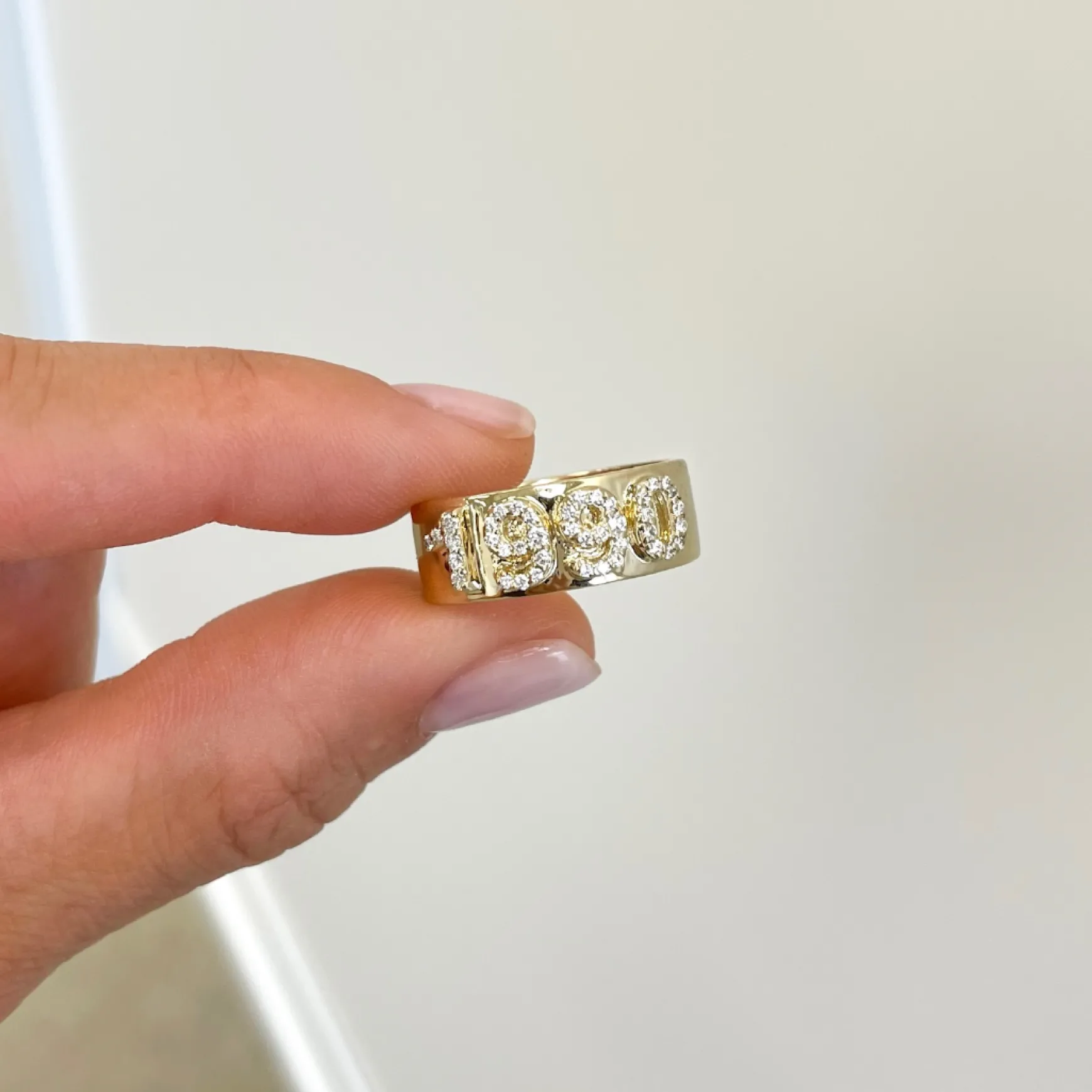 Custom 3D Diamond Solid Gold Cigar Band