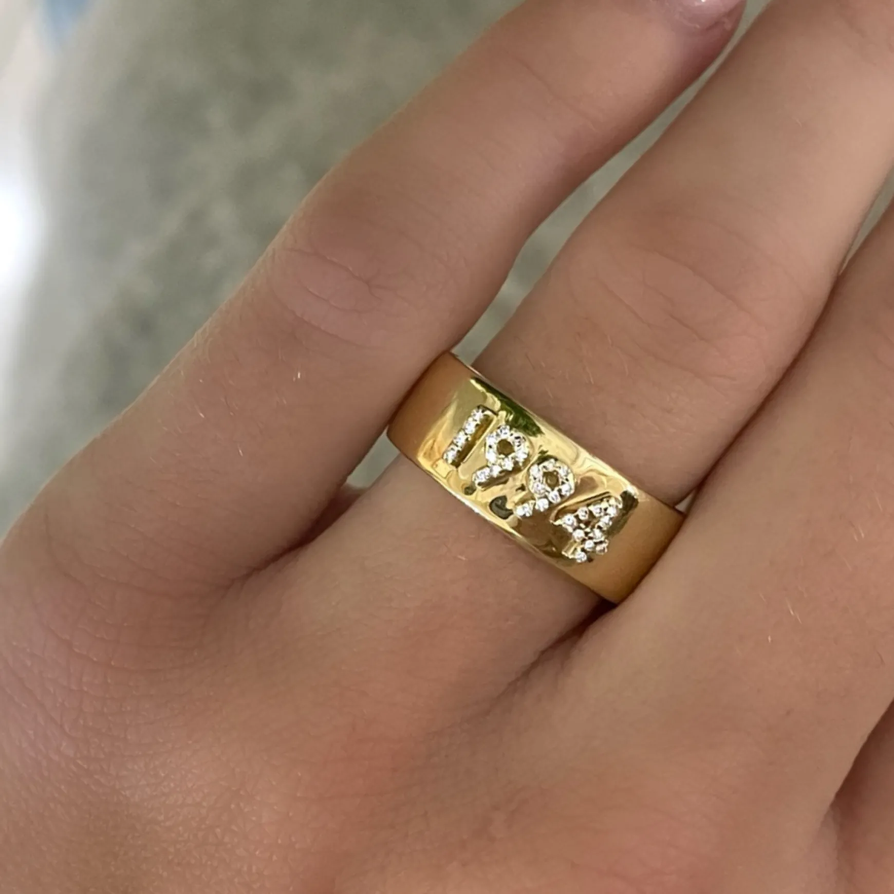 Custom 3D Diamond Solid Gold Cigar Band