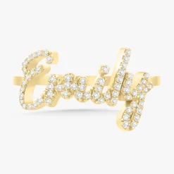 Custom Diamond Script Name Ring