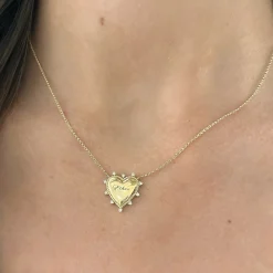 Custom Engraveable Diamond Heart Burst Necklace