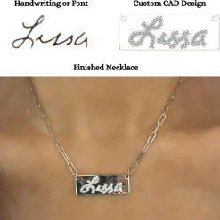 Custom Handwritten Diamond Bar Name Necklace Design DEPOSIT ONLY